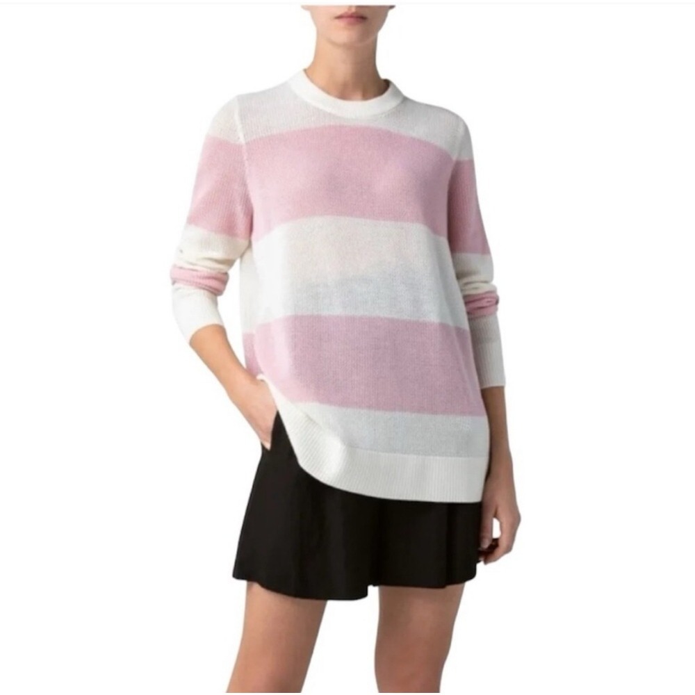 Akris PuntoSweater Womens 8 Virgin Wool Wide Striped SweaterCrew Neck Designer